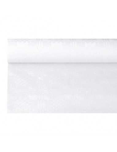 Toalha de mesa papel com relevo damasco cor branco 6 m x 1,2 m