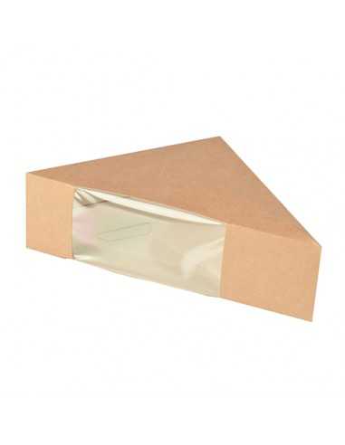 Caixas para sanduíche cartão castanho com janela bioplástico 12,3 x 12,3 x 5,2 cm Pure