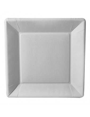 Pratos de cartão fibra virgem branco Pure quadrados 22,5 x 22,5 cm