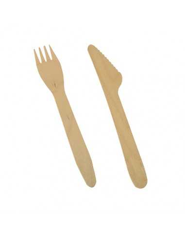 Tenedores y cuchillos madera natural Pure de 16,5cm