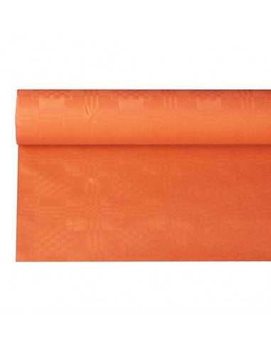 Toalha de mesa papel com relevo damasco laranja 6 m x 1,2 m