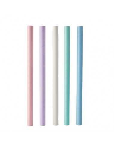 Pajitas de papel flexibles de 0,6 x 19,7 cm biodegradables respetuosas con el medio ambiente 100 unidades color blanco y negro 