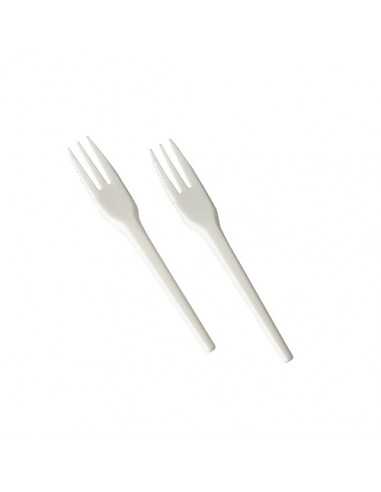 Tenedores postre compostables bioplástico blanco C-PLA 13,5 cm Pure