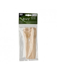Tenedores de madera de adedúl compostables Pure 16,5 cm