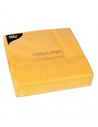 Servilletas de papel tissue amarillo con cenefa 40 x 40 cm 2 capas Color Collection