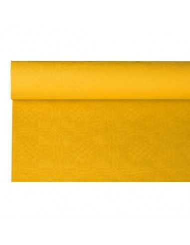 Rolo toalha mesa papel com relevo damasco amarelo 8 m x 1,2 m