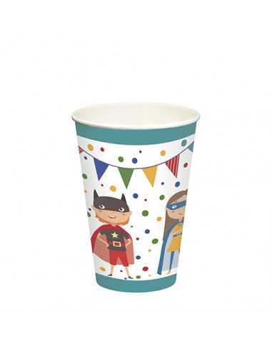 Vasos de cartón decorado fiestas infantiles Super héroe 200ml