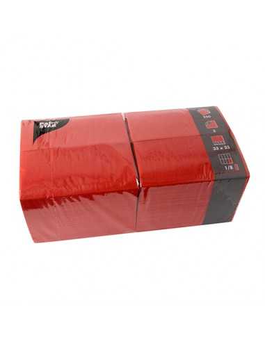 Servilletas de papel rojas hostelería 33 x 33 cm 1/8