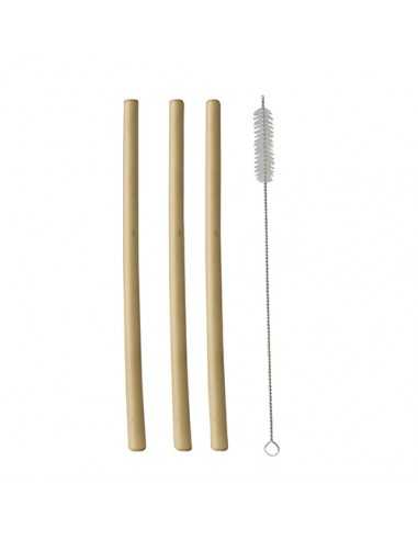 Palhinhas de madeira bambú inclui escova de limpeza Pure