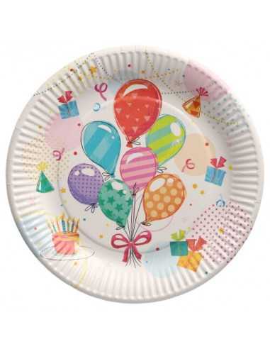 Pratos de cartão de festa decorados balões  Ø 23 cm
