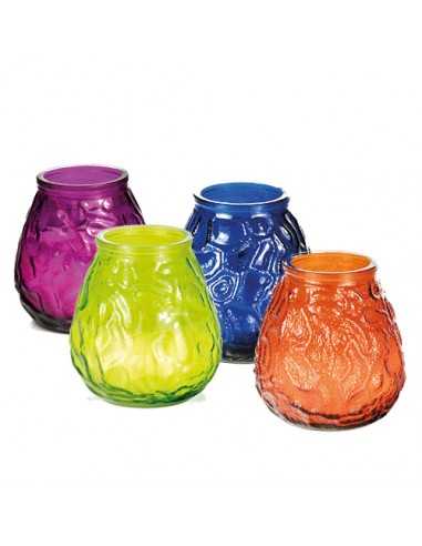 Vela vaso cristal colores surtidos para terrazas Ø 100 x 105 mm