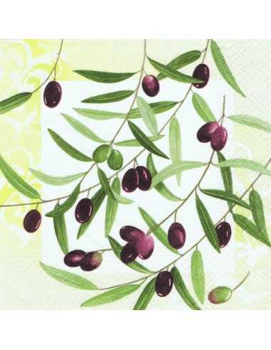 Guardanapos de papel decorados olives verde 33 x 33 cm "Olive Twig"