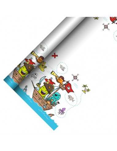 Mantel de papel fiesta infantil decorado piratas 5 x 1,2 m
