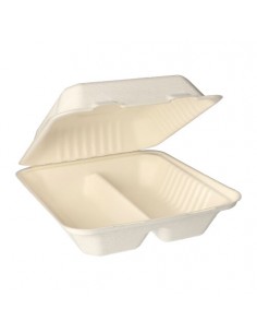 Envases menú compostables con tapa caña azúcar 2 compartimentos Pure