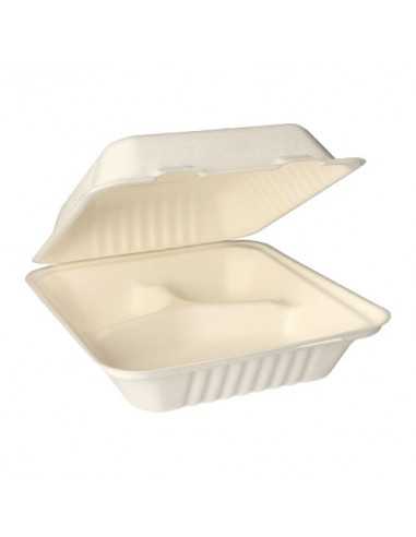 Envases comida compostables con tapa de caña azúcar 3 compartimentos Pure