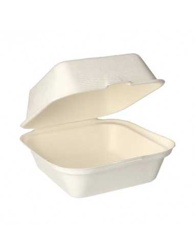 Caixas hambuger compostáveis cana de açúcar branco 14  x 15 x 8 cm