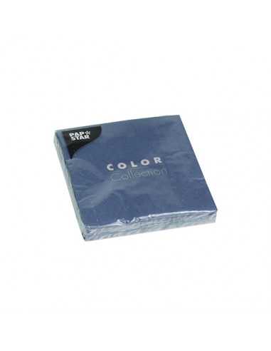 Servilletas de papel lisas color azul oscuro cóctel 24 x 24 cm