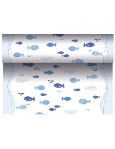Camino de mesa papel decorado peces azul Royal Collection 24 m x 40 cm