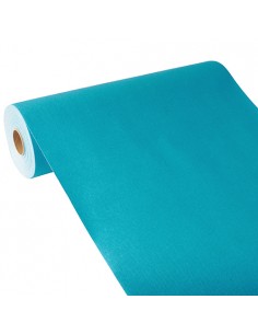 Camino de mesa papel aspecto tela azul turquesa Royal Collection 24 m x 40 cm
