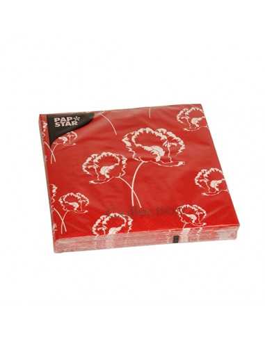 Servilletas de papel decoradas amapolas color rojo 33 x 33 cm