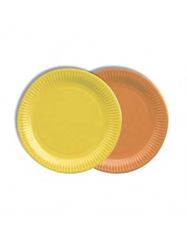 Pratos de cartão cores laranja e amarelo Ø 18 cm
