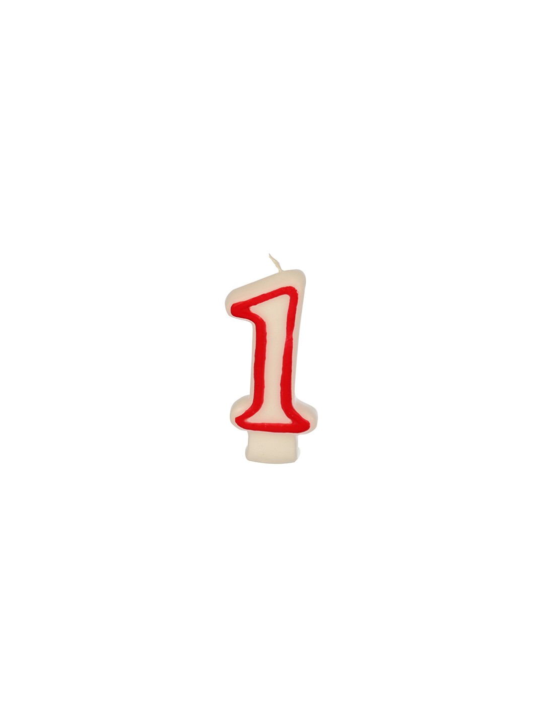 Vela cumpleaños número 1 color blanco borde rojo pastelería, velas  cumpleaños 