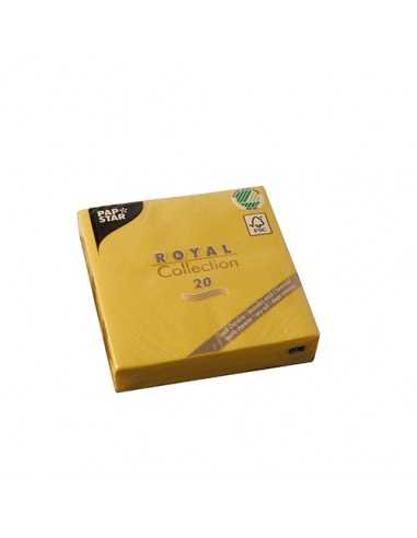Guardanapos papel aparência tecido cor amarelo Royal Collection 25 x 25 cm