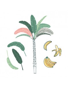 Servilletas de papel decoradas palmera bananas 33 x 33 cm