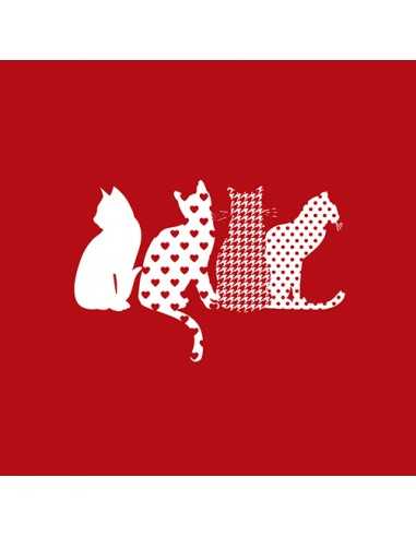 Servilletas de papel decoradas gatos color rojo 33 x 33 cm