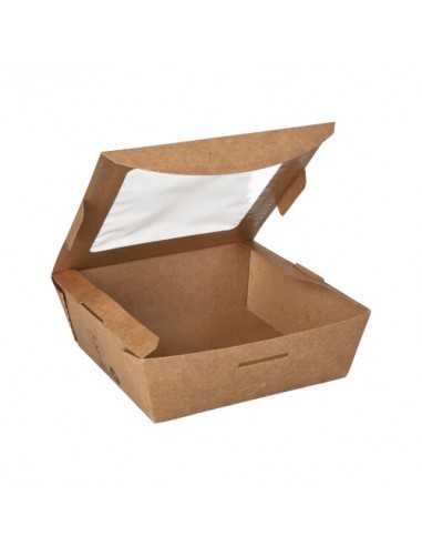 Cajas de cartón kraft con ventana bioplástico PLA 650 ml Pure