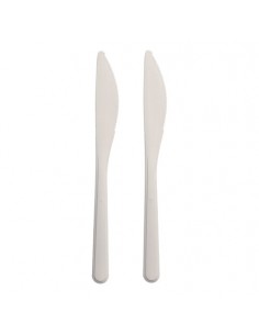 Cuchillos reutilizables bioplástico color blanco 18,5 cm