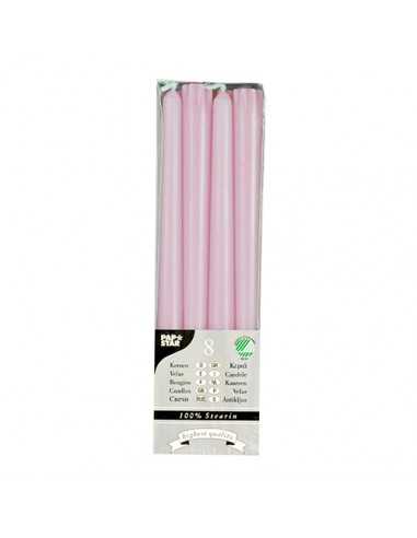 Velas candelabro color rosa claro 100% estearina Ø 2,2 x 25 cm