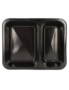 Bandejas microondables plástico negro 2 compartimentos 1205 ml