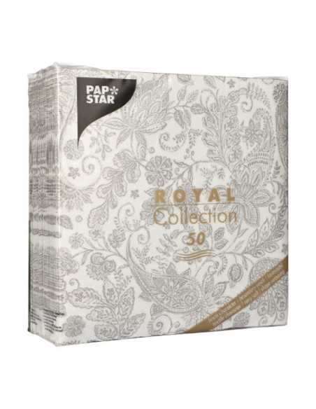 Servilletas de papel decoradas cachemir gris Royal Collection 40 x 40 cm