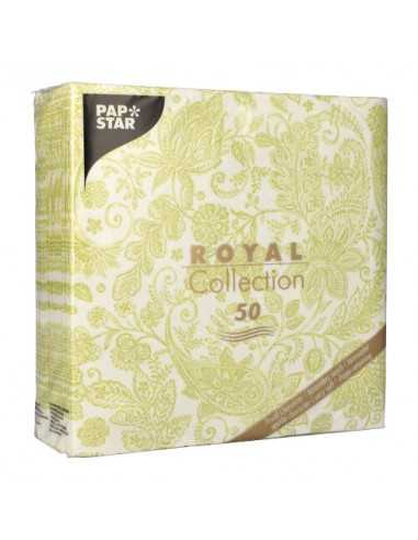 Servilletas de papel decoradas cachemir verde Royal Collection 40 x 40 cm