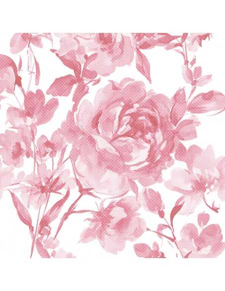 Servilletas de papel decoradas rosas burdeos Royal Collection 40 x 40 cm