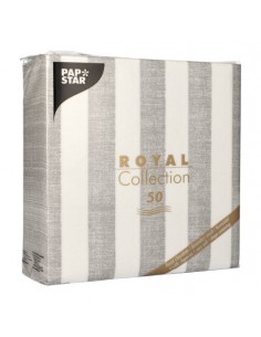 Servilletas de papel rayas gris blanco Royal Collection 40 x 40 cm