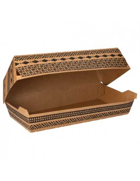 Cajas para bocadillos grande cartón marrón 24,8 x 13,1 cm "Maori"