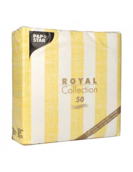 Servilletas de papel rayas amarillo blanco Royal Collection 40 x 40 cm