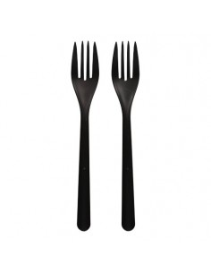 Tenedores reutilizables bioplástico color negro 18,5 cm