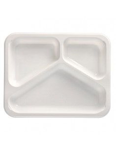 Bandejas microondables plástico blanco 3 compartimentos 1095 ml