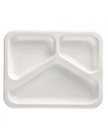 Bandejas microondables plástico blanco 3 compartimentos