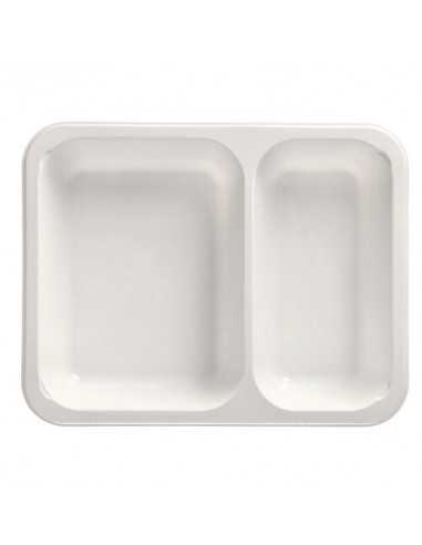 Bandejas take away microondables plástico blanco 2 comp. 1205 ml