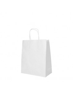 Bolsas de papel blanco para comercio con asa retorcida 28 x 22 x 10cm