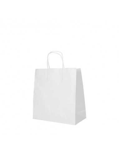 Bolsas de papel blanco para comercio con asa retorcida 25 x 26 x 17 cm