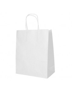 Bolsas de papel blanco para comercio con asa retorcida 44 x 32 x 17 cm