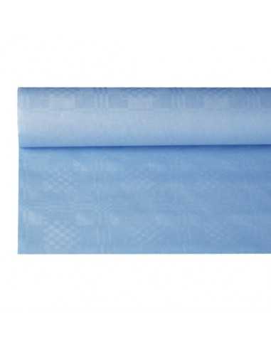 Toalha de mesa papel com relevo damasco cor azul claro 8 m x 1,2 m