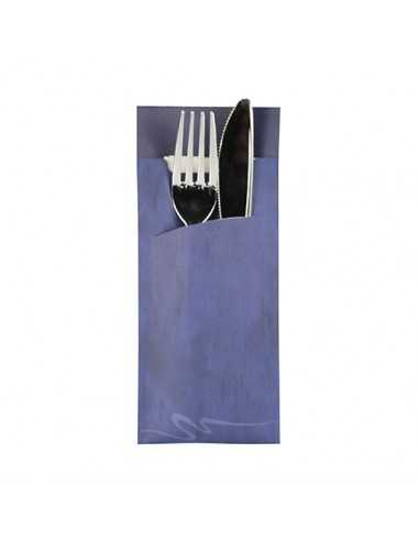 Fundas papel para cubiertos color azul incluye servilleta
