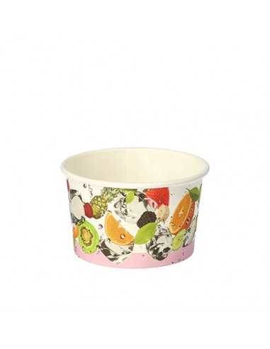 Taças gelado em cartão biodegradáveis decorado frutas 150 ml