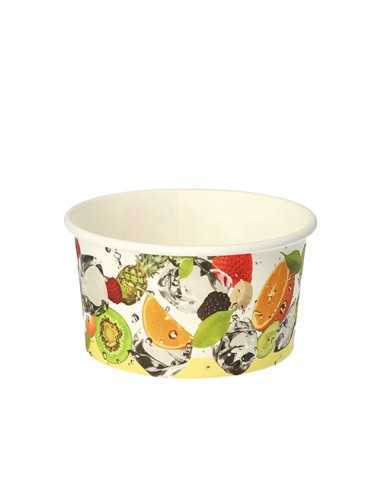 Taças gelado em cartão decorado frutas revestimento PLA 250 ml